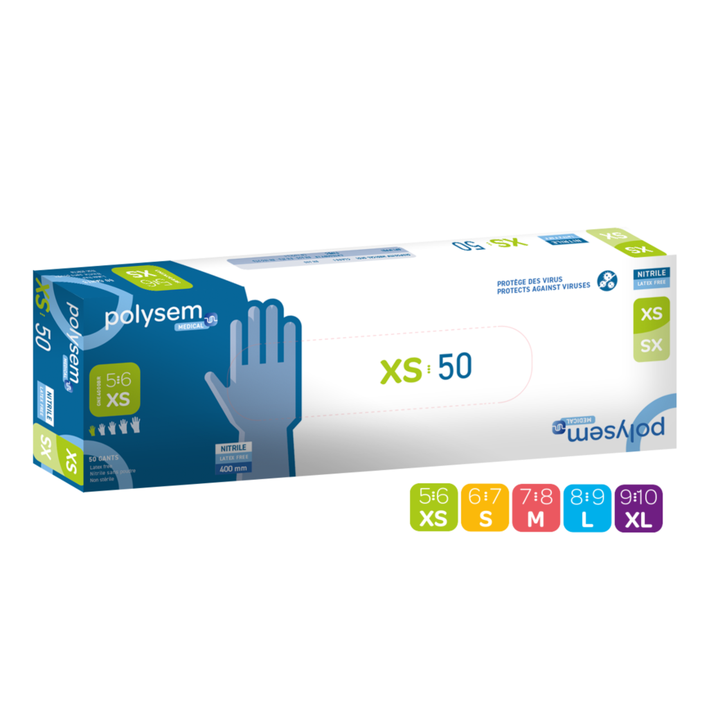 [GNE4000BR] Gants nitrile non sterile non poudre 400mm T XS 56