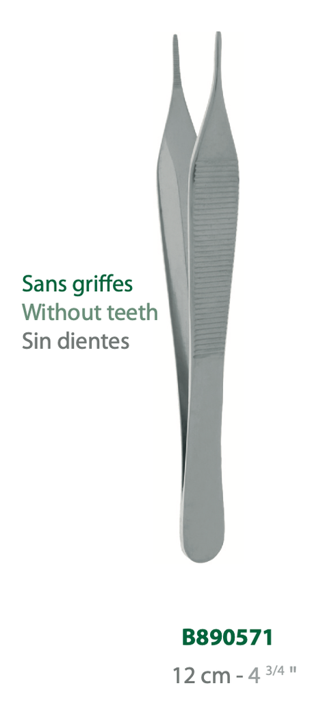 [B890571-50] LANDANGER 'S'  PINCE A DISSECTION ADSON SANS GRIFFES L:120MM