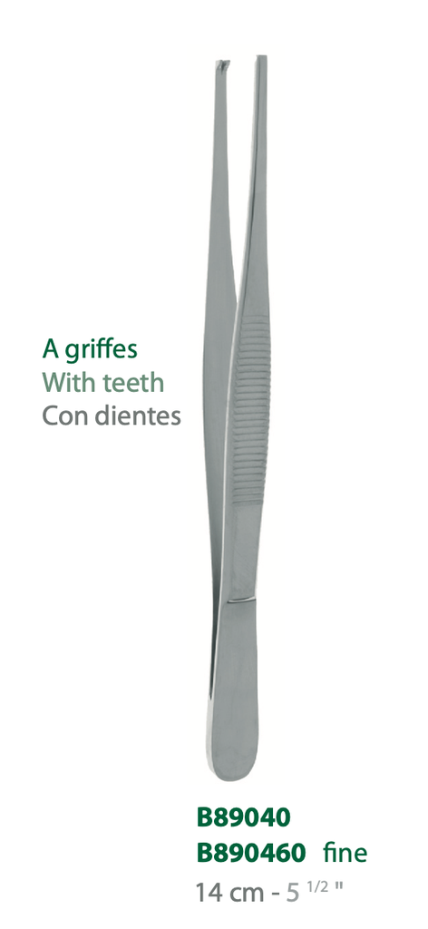[B89040-50] LANDANGER 'S' PINCE A DISSECTION AVEC GRIFFES L:140MM