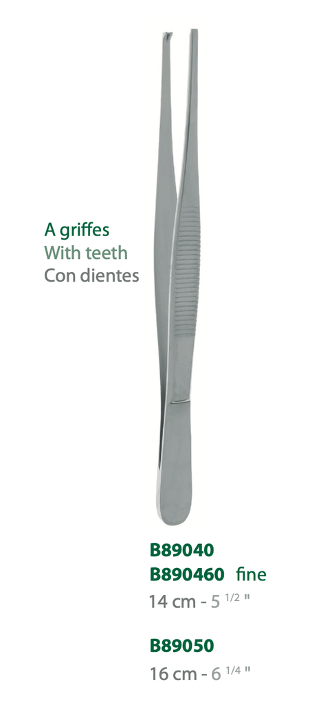 [B89050-50] LANDANGER 'S' PINCE A DISSECTION AVEC GRIFFES L:160MM