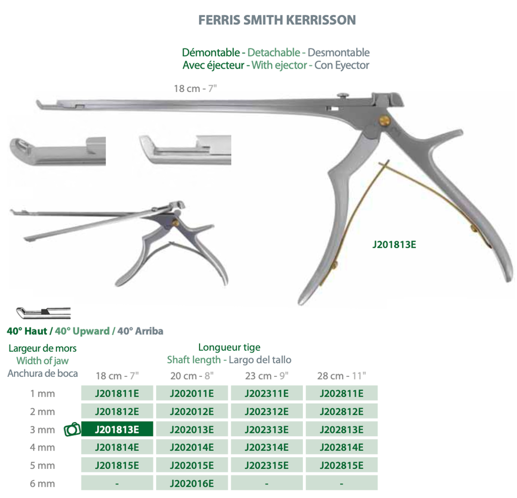 [J202314E] PINCE EMPORTE PIECE FERRIS SMITH KERRISON L:230MM MORS 4MM 40° HAUT, DEMONTABLE, EJECTEUR